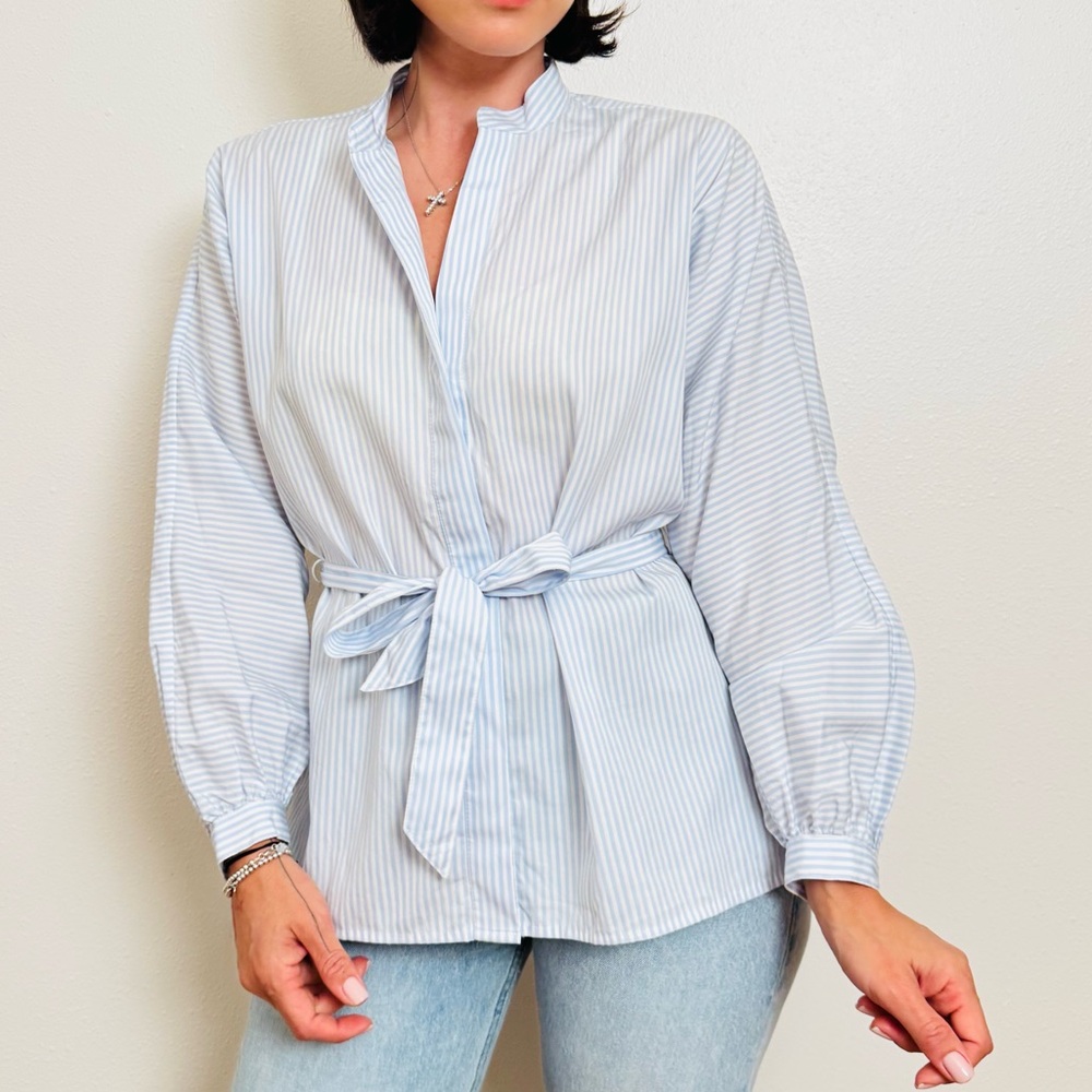 Ralph Lauren Light Blue Striped Blouse